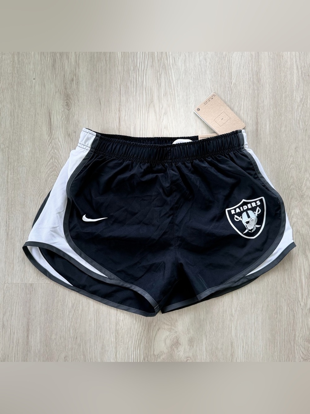 NFL Womens Black and White Las Vegas Raiders Athletic Shorts Size S